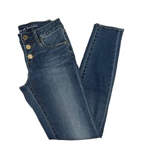 Article of Society- Medium Wash, Button Fly, Classic Denim Skinny Jeans, Size 25